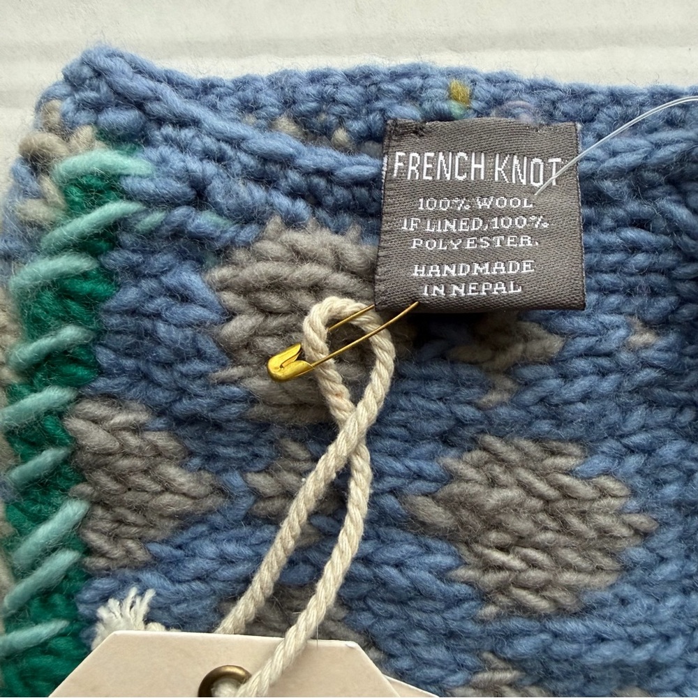 Free People Blue and Green Crochet Lana Cowl Neck Warmer by French Knot-One Size - Picture 7 of 10